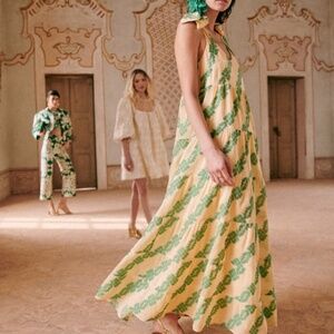 Sezane - Marina Dress - Ecru/green jacquard 8